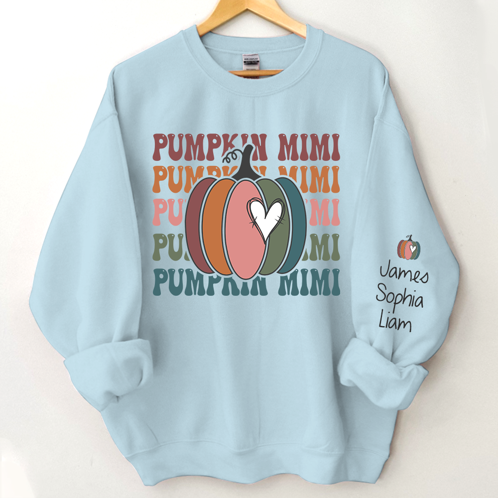 Pumpkin Mimi Autumn Sweatshirt, Custom Mimi & Kids Fall Autumn, Grandma Gift TH