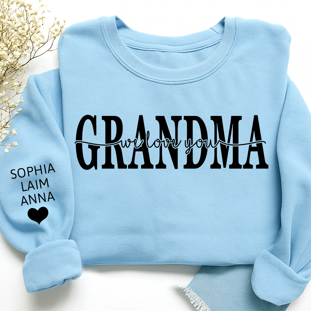 Grandma Sweatshirt Loved Beyond Measure, Personalized Grandma Crewneck with Grandkids Names, Minimal Family Style