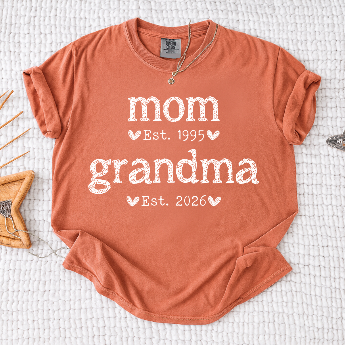 Comfort Colors Personalized Mom Est Grandma Est Shirt, Custom Family T Shirt, Idea Gift for Mother's Day, Birthday