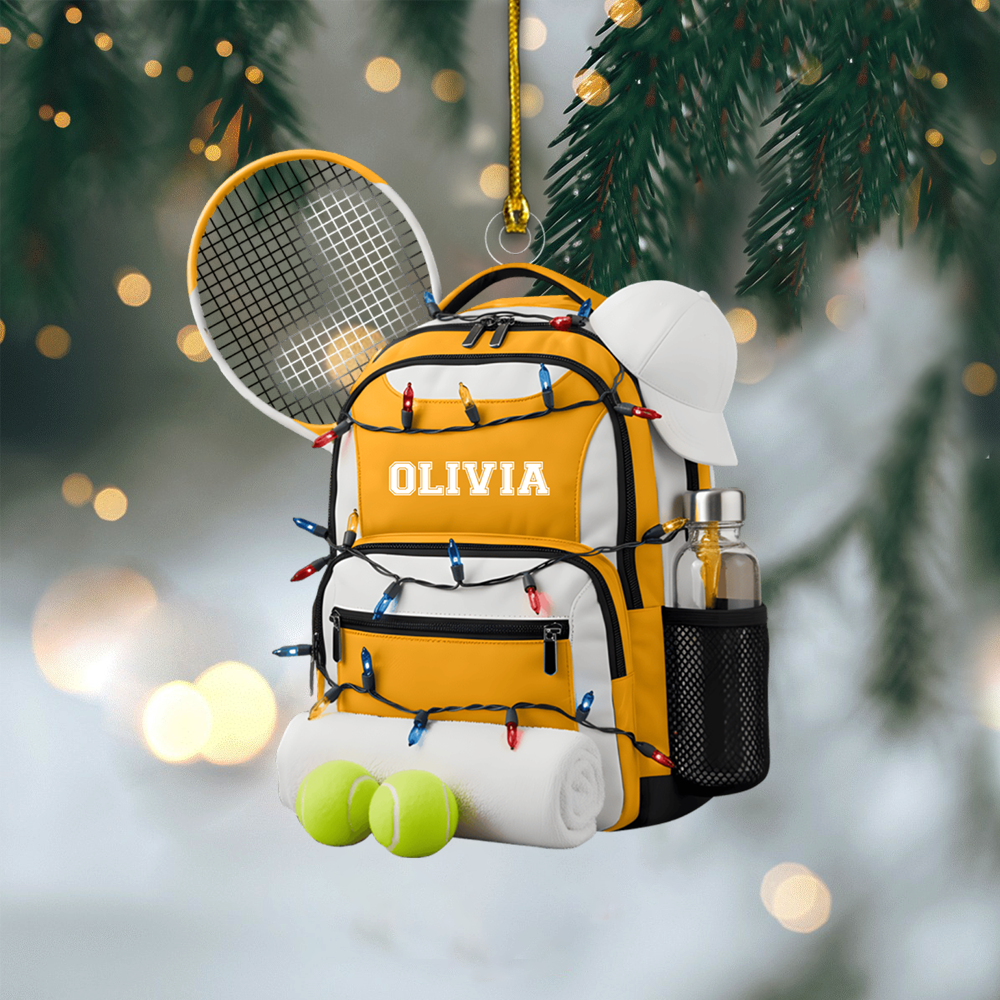 Personalized Tennis Bag Ornament 2025 – Custom Name Tennis Racket & Balls Ornament, Gift for Tennis Lovers Ornament