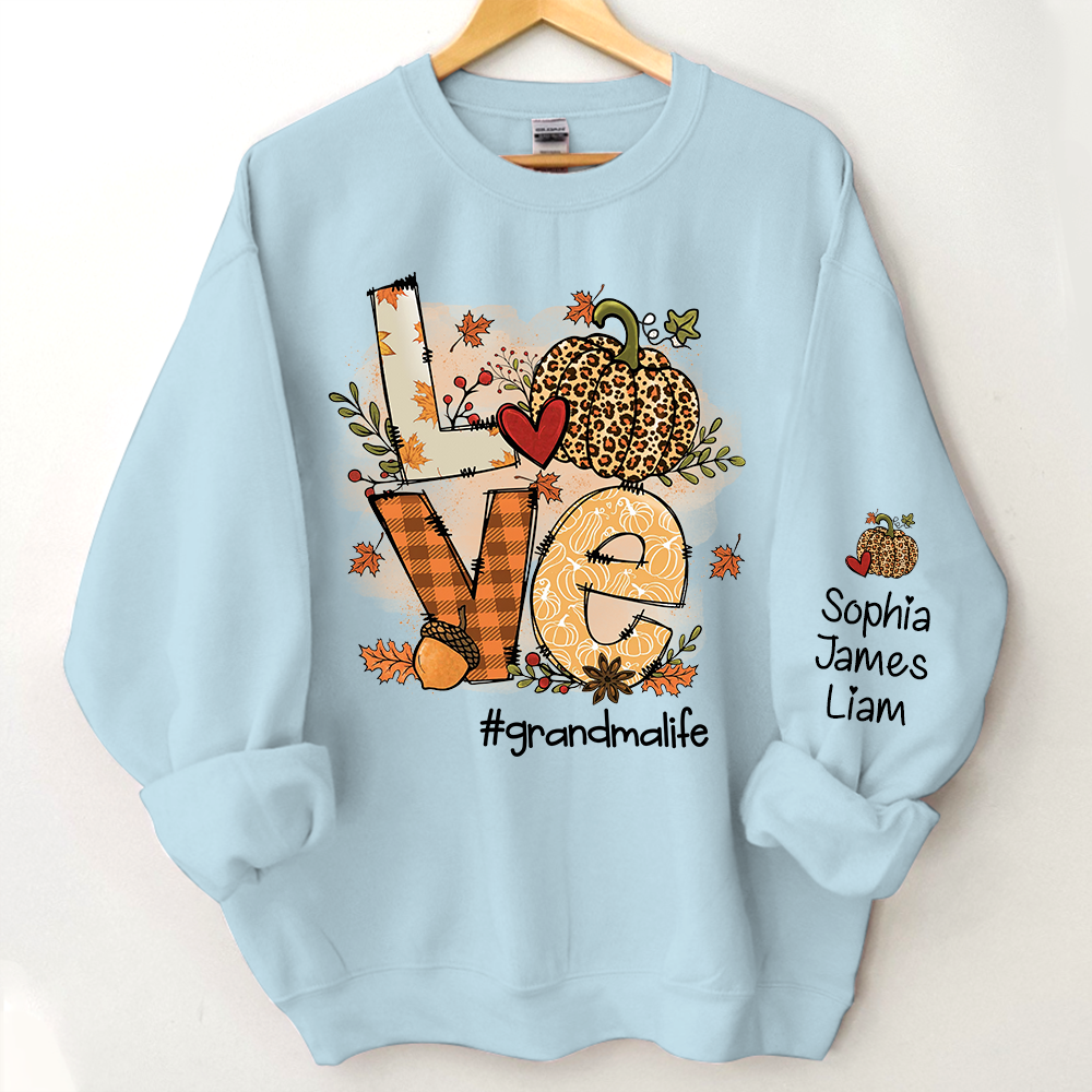 Personalized Grandma Life Fall Autumn, Love Pumpkin Autumn Sweatshirt, Grandma Gift TH