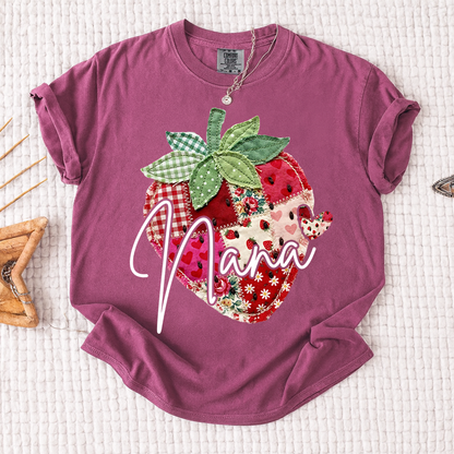 Comfort Colors® Customized Mimi Shirt with Names, Sweet Strawberry Spring Grandma Gift