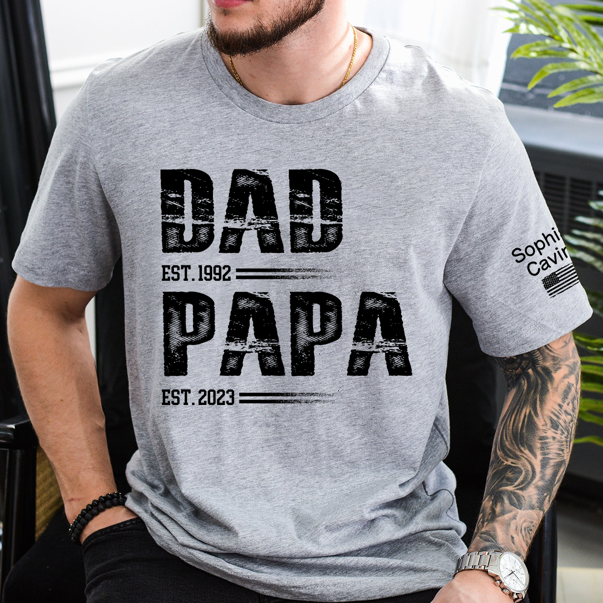 Custom Dad EST and Papa EST T Shirt, Personalized Family Shirt Gift for Father’s Day