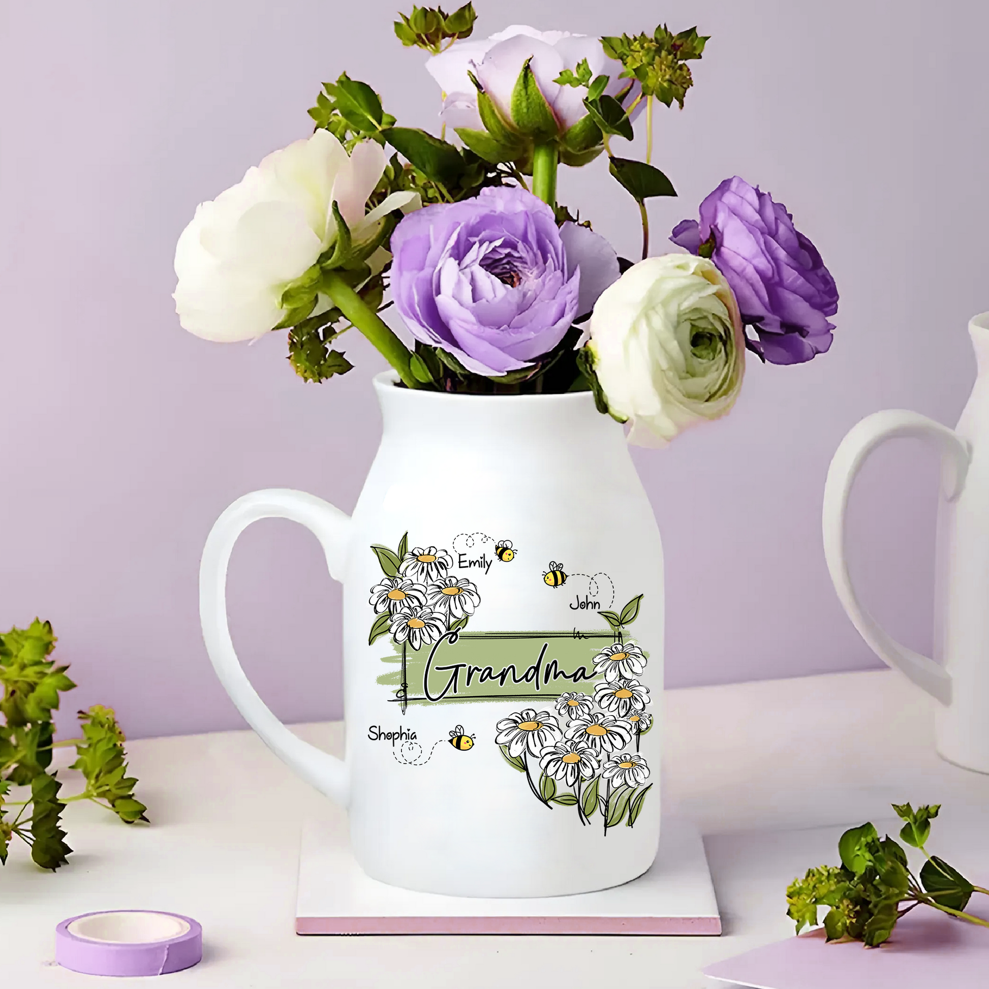 Squiggly Art Wildflowers Mimi And Bee New Kids - Custom Home Decoration Flower Vase According To Family Requirements, Ceramic Flower Vase