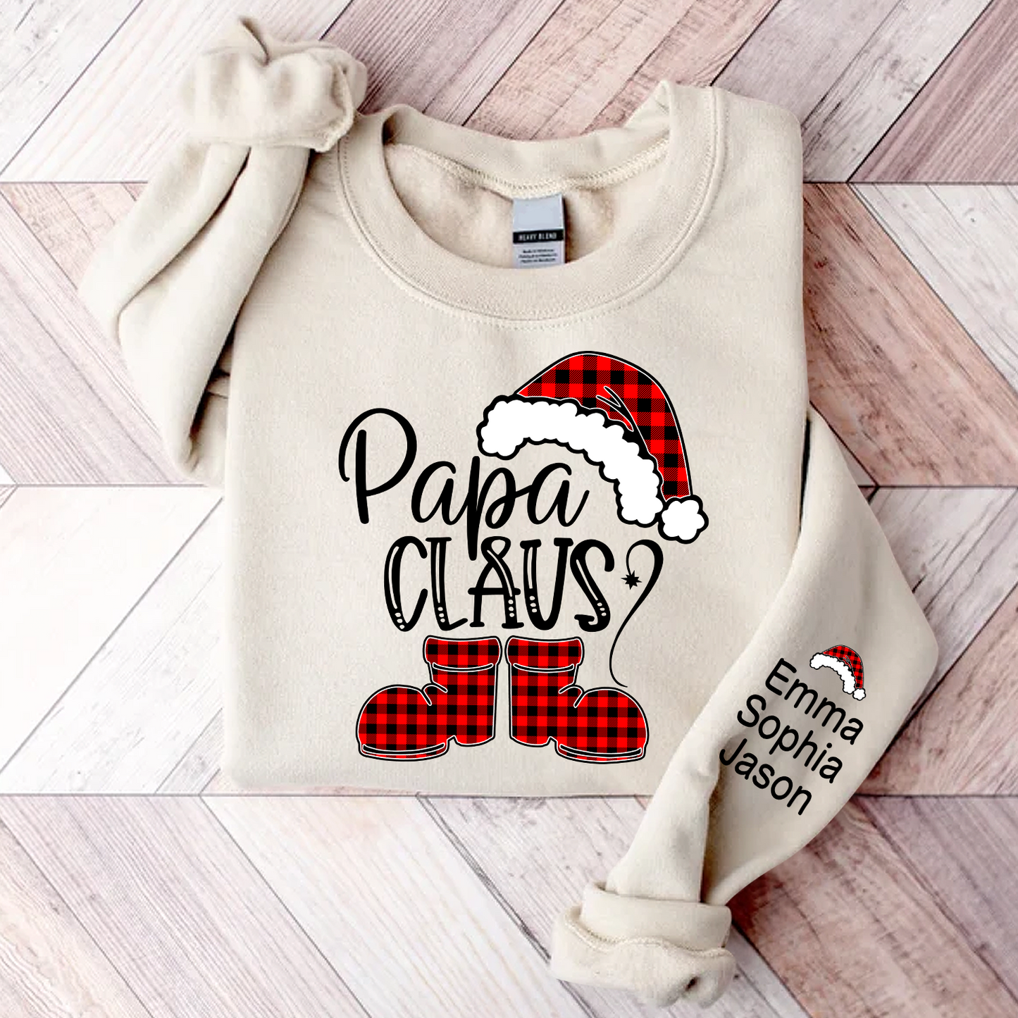 Personalized Papa Claus, Custom Papa With Kids, Grandpa Gift TH Sweatshirt