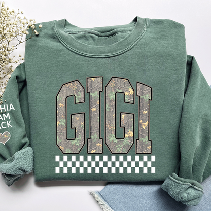 Personalized Gigi Sweatshirt, Modern Block Letter Grandma Crewneck