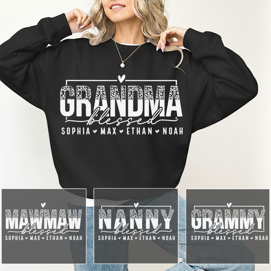 Personalized Blessed Grandma Heart Sweatshirt, Gift for Grandma and Kids