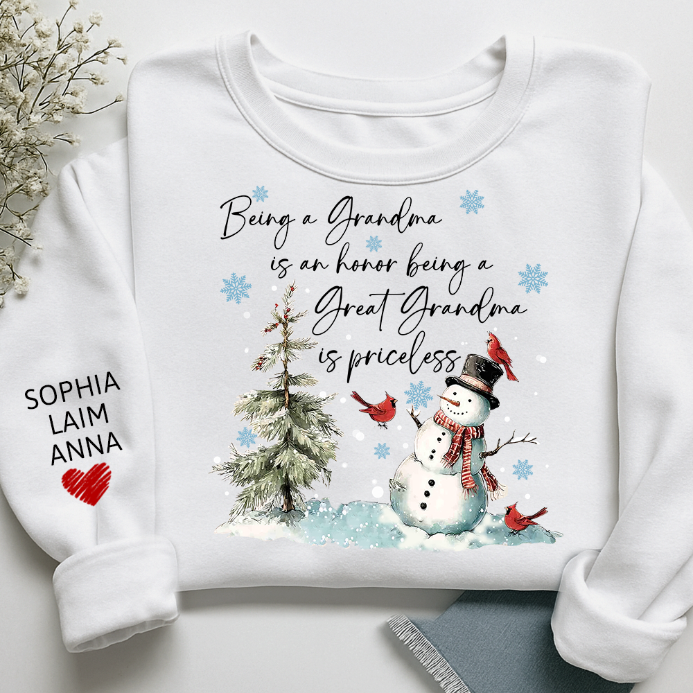 Being a Grandma Is an Honor Being a Great Grandma Is Priceless Sweatshirt, For Gift Grandma And Kids