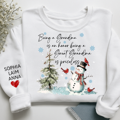 Being a Grandma Is an Honor Being a Great Grandma Is Priceless Sweatshirt, For Gift Grandma And Kids