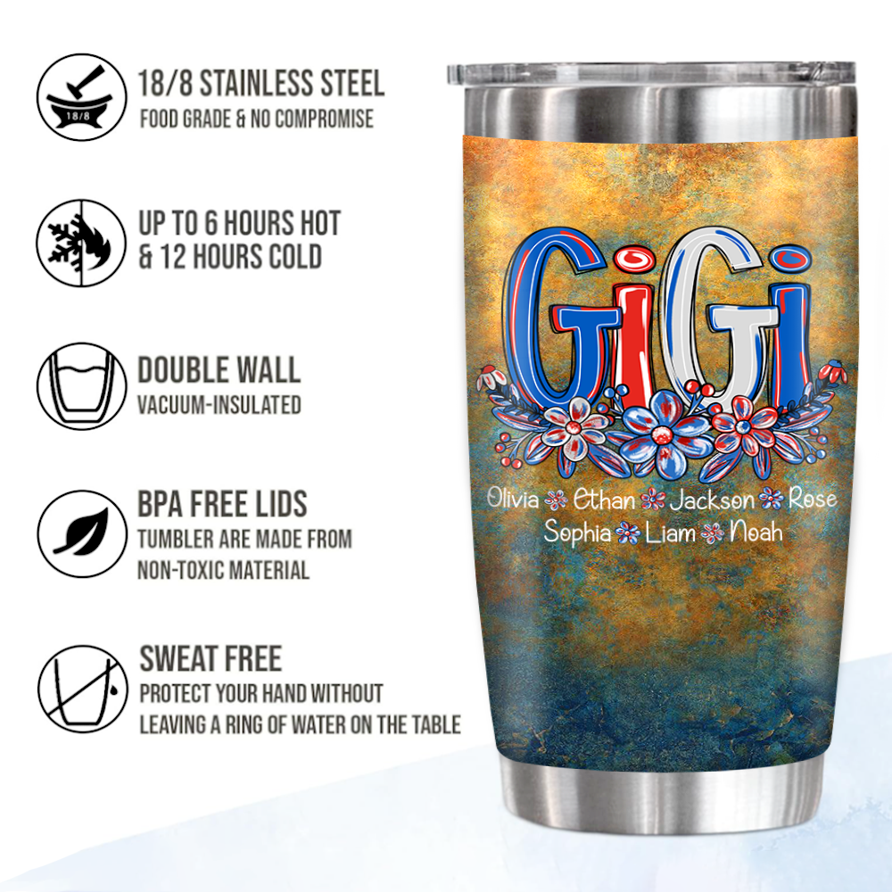Personalized Water Cup, Personalized Overlay For Gigi And Kids. Portable Water Cup With Lid