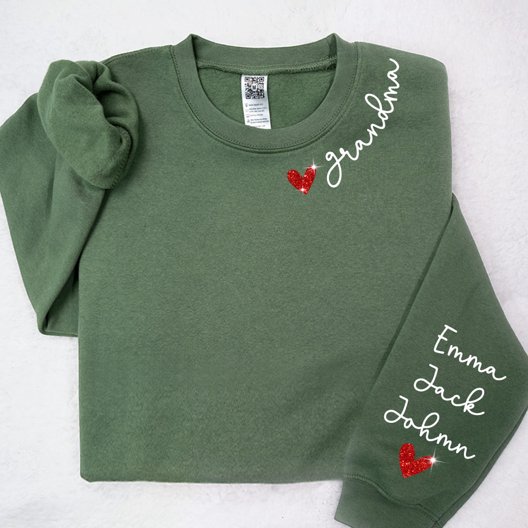 Valentine Glitter Heart Grandma And Kids LTP01