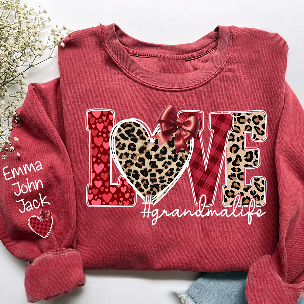 Valentine Love Grandma Life Personalized Sweatshirt With Name, Gift For Grandma And Grandchildren