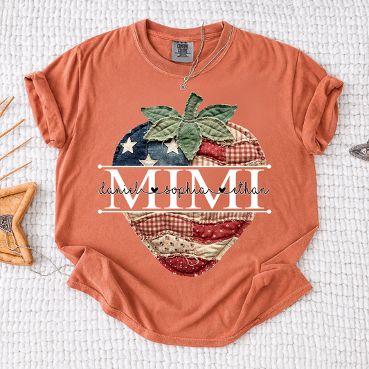 Comfort Colors® Custom Mimi Strawberry Shirt, Patriotic 4th of July Grandma Gift