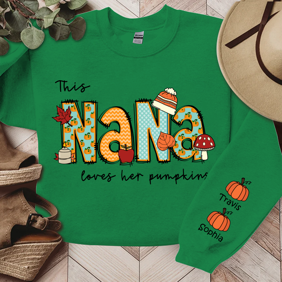 Personalized Nana Autumn Sweatshirt, This Nana Loves Her Pumpkins, Grandma Gift TH