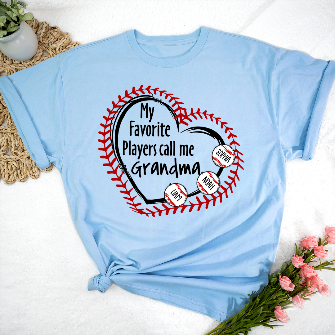 Baseball Mimi T-Shirt My Favorite Players Call Me Design with Custom Names