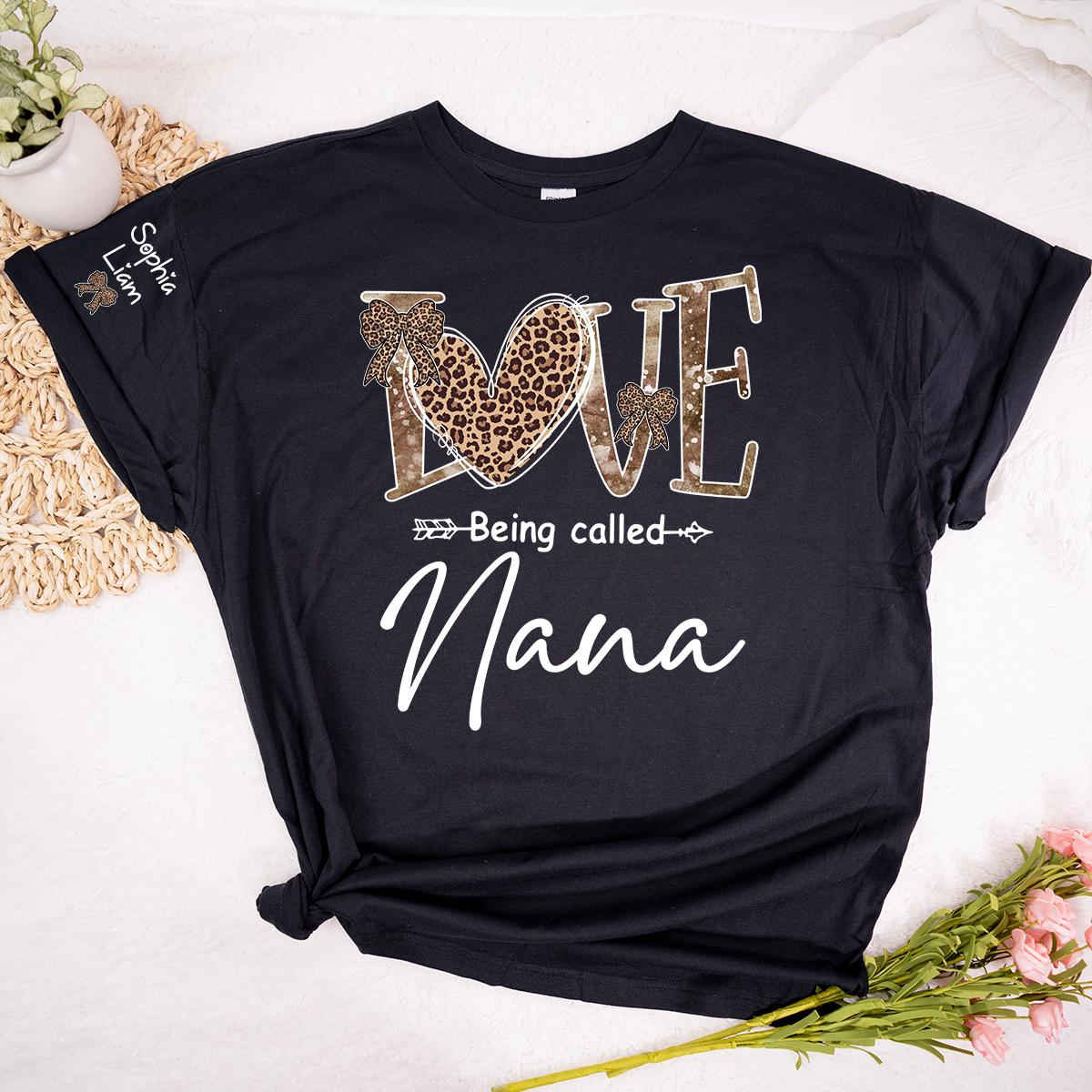 Love Being Called Nana T-Shirt, Leopard Print Nana Shirt, Stylish Grandma Apparel