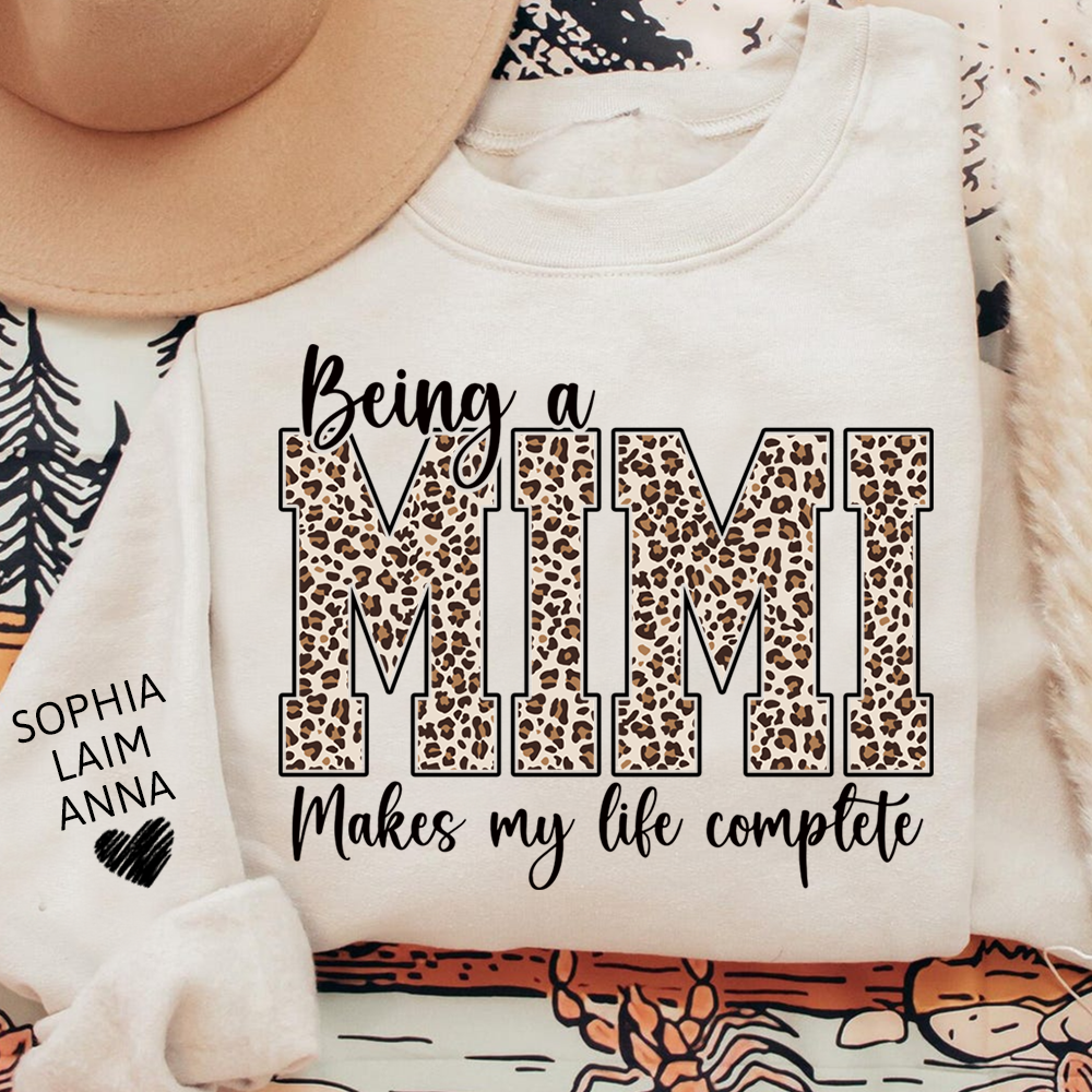 Personalized Being a Mimi Makes My Life Complete Sweatshirt, Custom Nicknames for Mimi And Kids