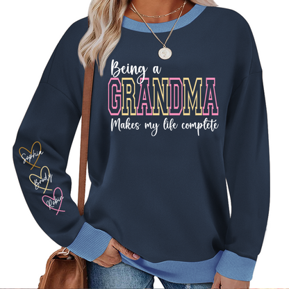 This Mimi Wears Her Heart On Her Sleeve – Personalized Sweatshirt with Grandkids’ Names, Custom Gift for Grandma, Nana & Gigi