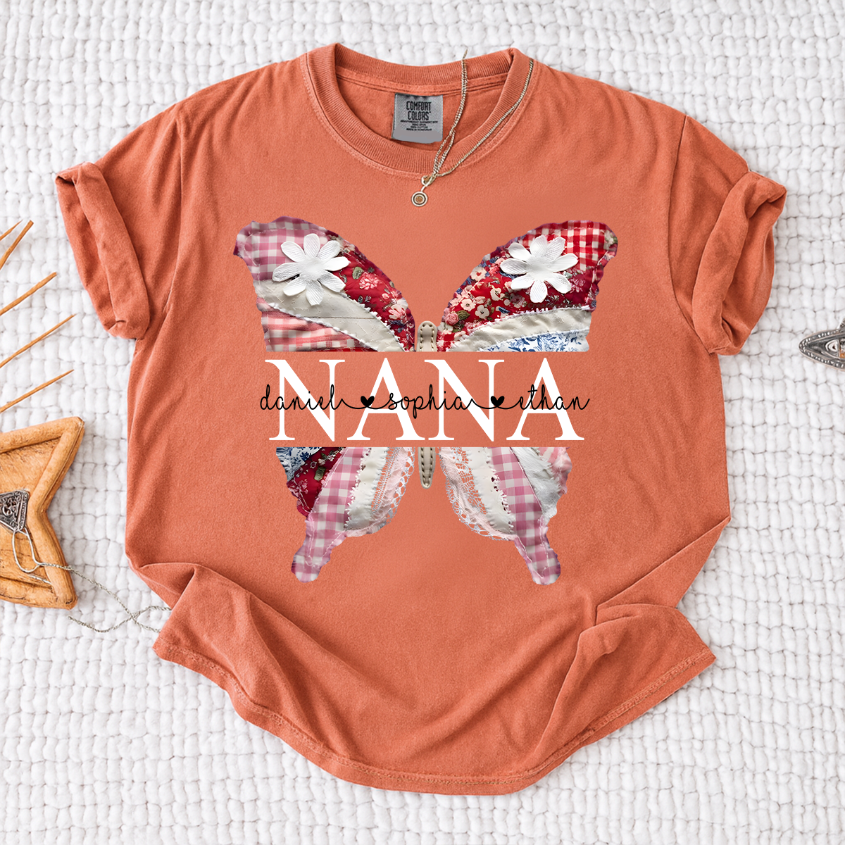 Comfort Colors Custom Nana Butterfly Shirt, Personalized Grandmother T Shirt with Grandkids Names, Perfect Gift for Mother's Day, Birthday