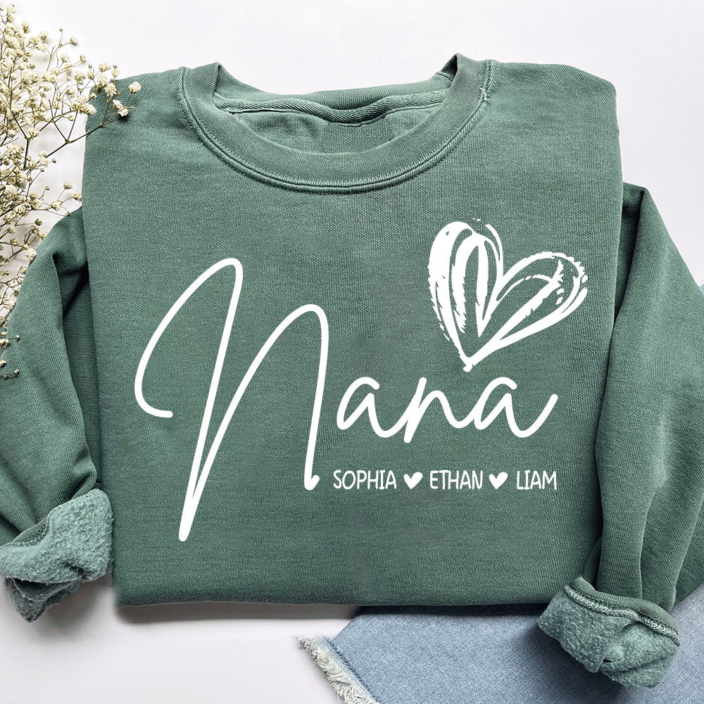 Personalized Nana Heart Sweatshirt Nana Heart, For Gift Grandma And Kids