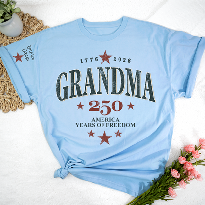 Grandma 250 Years of Freedom America Flag T-Shirt | Patriotic 4th of July Shirt