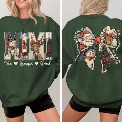 Mimi Holiday Sweatshirt, Personalized Christmas Outfit for Grandma And Kids