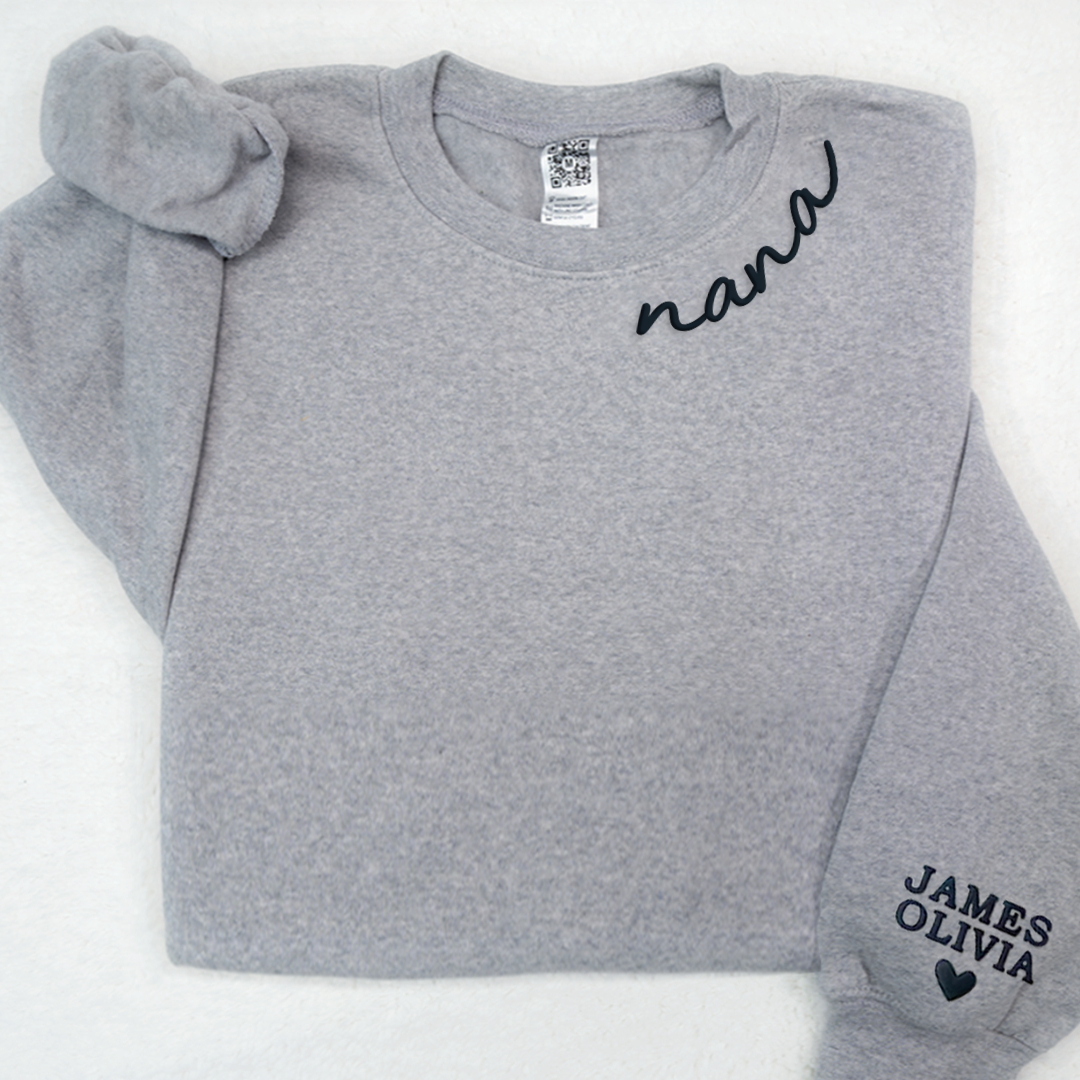 Puff Sweatshirt Nana With Kids Names On Sleeve Sweatshirt