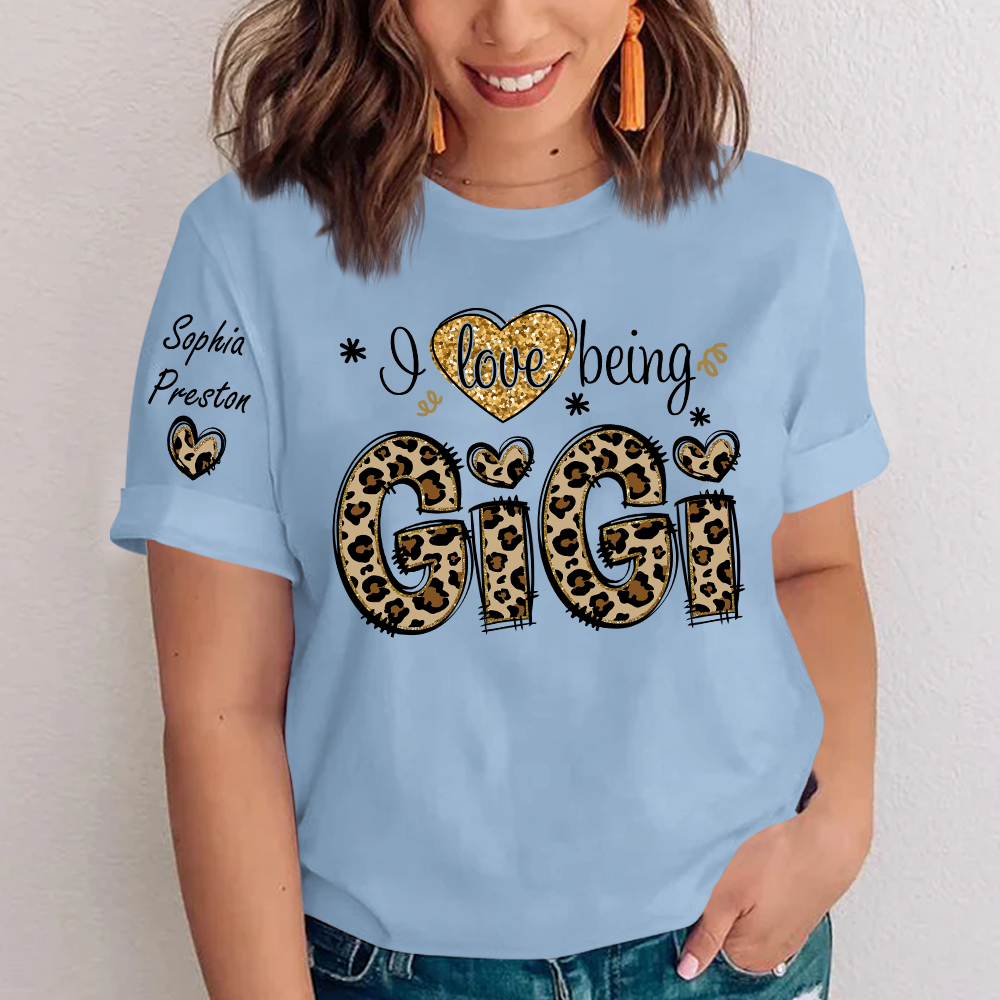 I Love Being Gigi Leopard, Custom Gigi And Kids, Grandma Gift TH T-Shirt