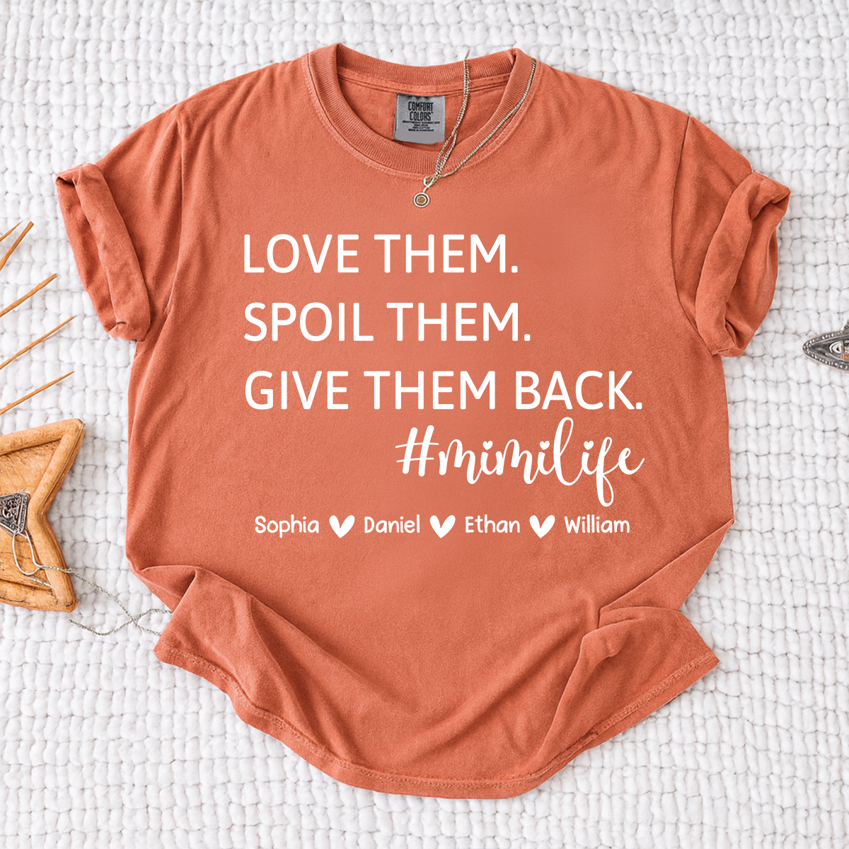 Comfort Colors Mimi Life Shirt Funny Grandma Gift, Love Them Spoil Them Give Them Back Tee, Personalized Mimi Grandmother Shirt