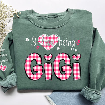 Personalized Grandma Valentine Sweatshirt, Custom Name Family Shirt, I Love Being Gigi Design