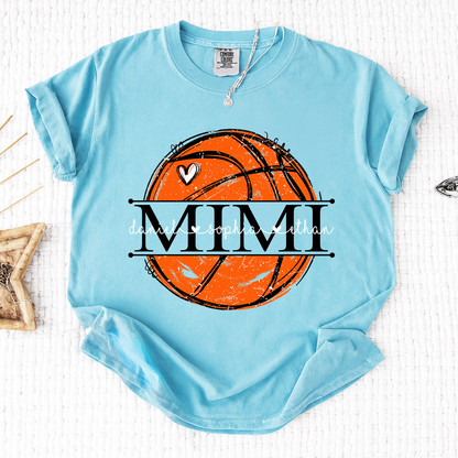 Comfort Basketball Mimi Shirt Personalized with Grandkids Names, Custom Sports Family T Shirt