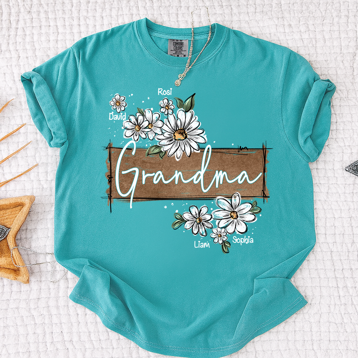 Comfort Colors® Personalized Mimi Floral Shirt, Custom Grandma T-Shirt with Daisy Design For Gitf Family