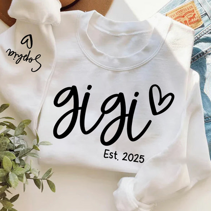Gigi Sweatshirt with Custom Names, Heartwarming Gift For Grandma And Kids