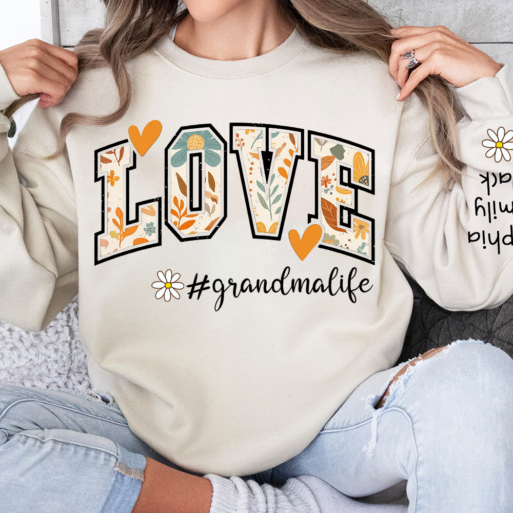 Customized Fall Grandma Life Pumpkin Sweatshirt, Personalized for Grandma And Kids