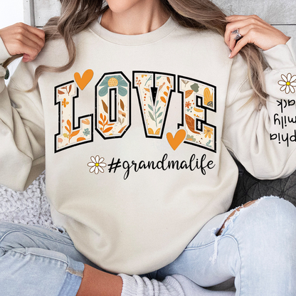 Customized Fall Grandma Life Pumpkin Sweatshirt, Personalized for Grandma And Kids