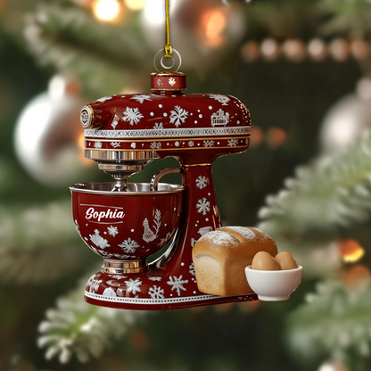 Personalized Mixer Ornament – Custom Name Baking Kitchen Mixer Christmas Decoration for Bakers Ornament
