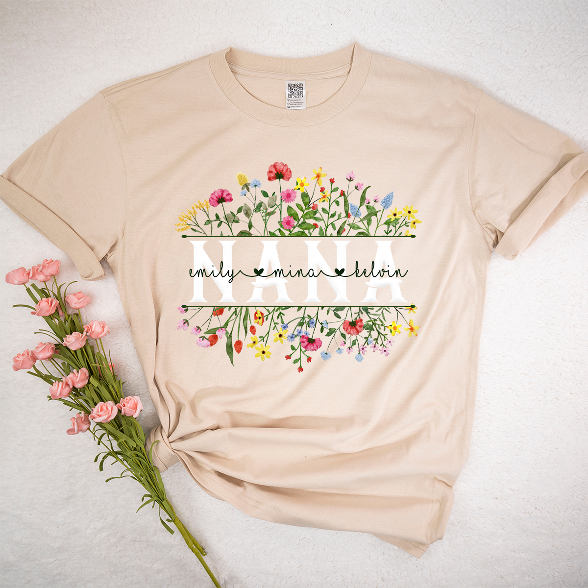 Custom Nana Flower Color Mother's Day T-Shirt