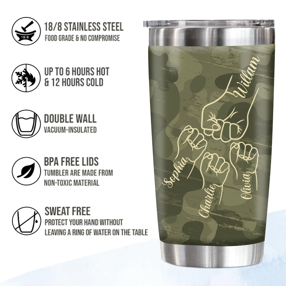 Personalized Water Cup, Custom Nickname Papa And Kids Portable Water Cup With Lid, Insulated Double Wall Vacuum Thermos Travel Coffee Mug