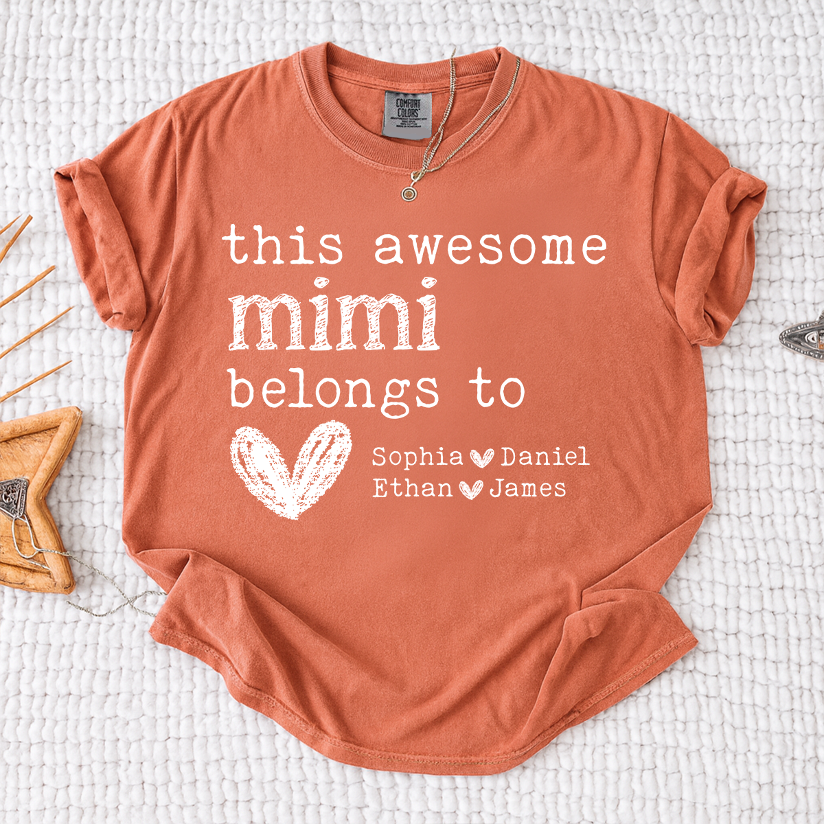 Comfort Colors This Awesome Mimi Belongs To Shirt, Personalized Mimi T Shirt with Kids Names, Custom Grandma Gift, Cute Family Tee