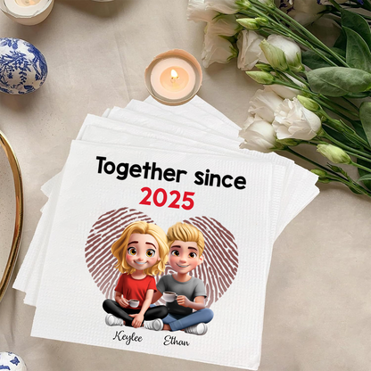 Personalized Together Since Couple, Anniversary Gifts, Gift For Couples, Husband Wife Napkins Napkinds