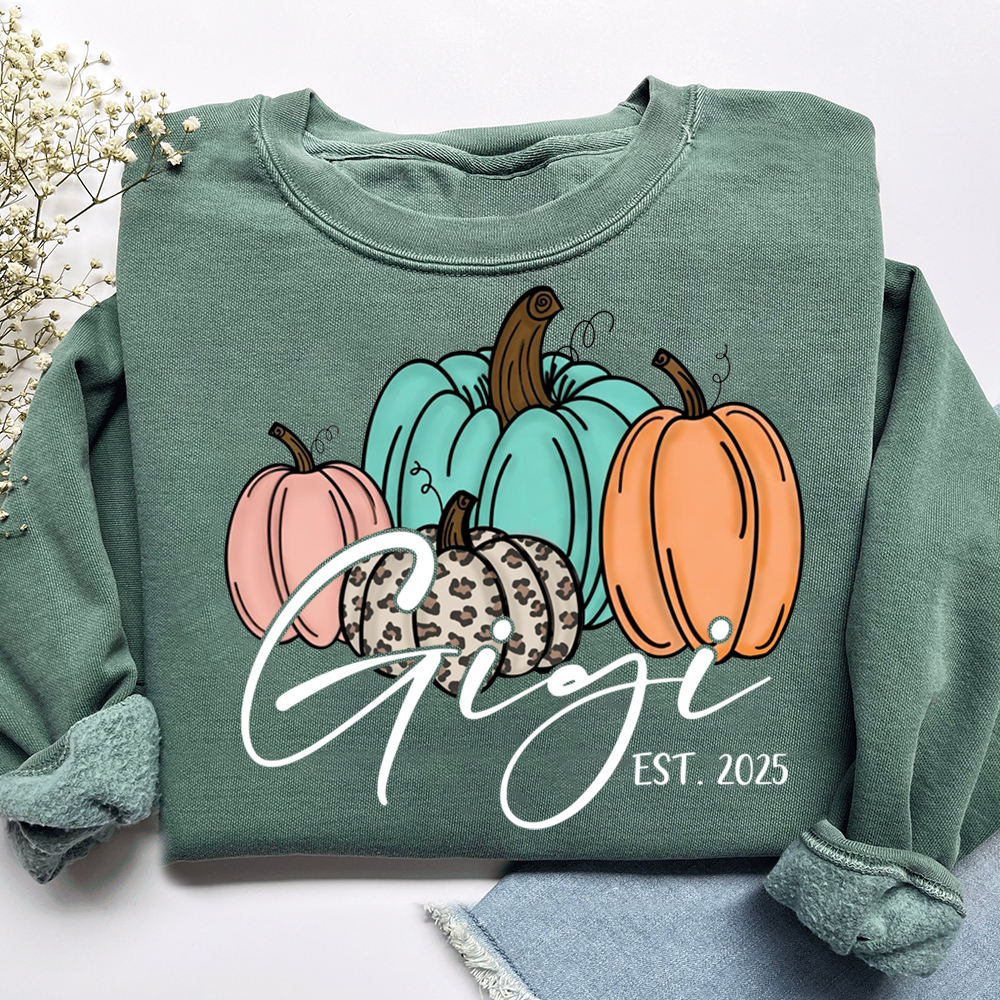 Personalized Gigi Pumkins Sweatshirt, Gifts for Grandma and Grandchild