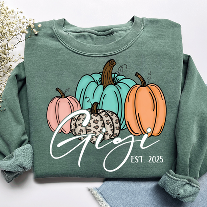 Personalized Gigi Pumkins Sweatshirt, Gifts for Grandma and Grandchild