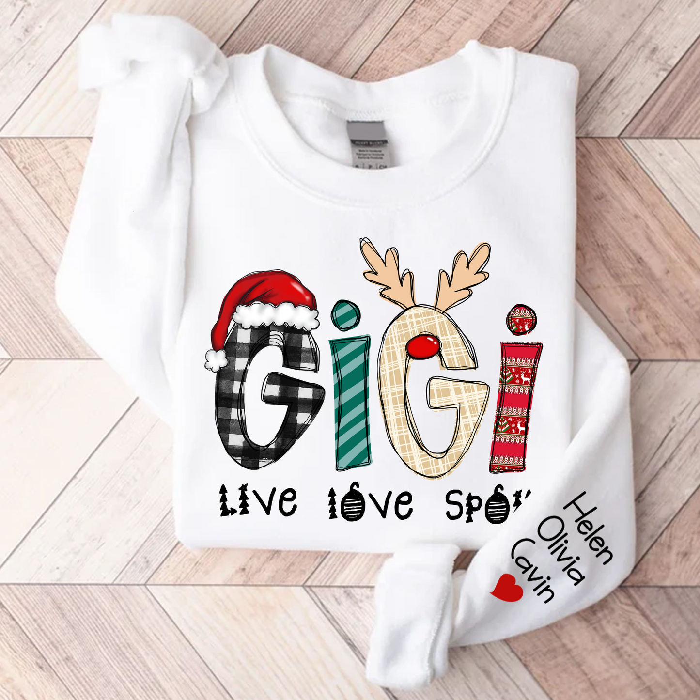 Gigi Live Love Spoil Christmas, Custom Gigi And Kids Sweatshirt