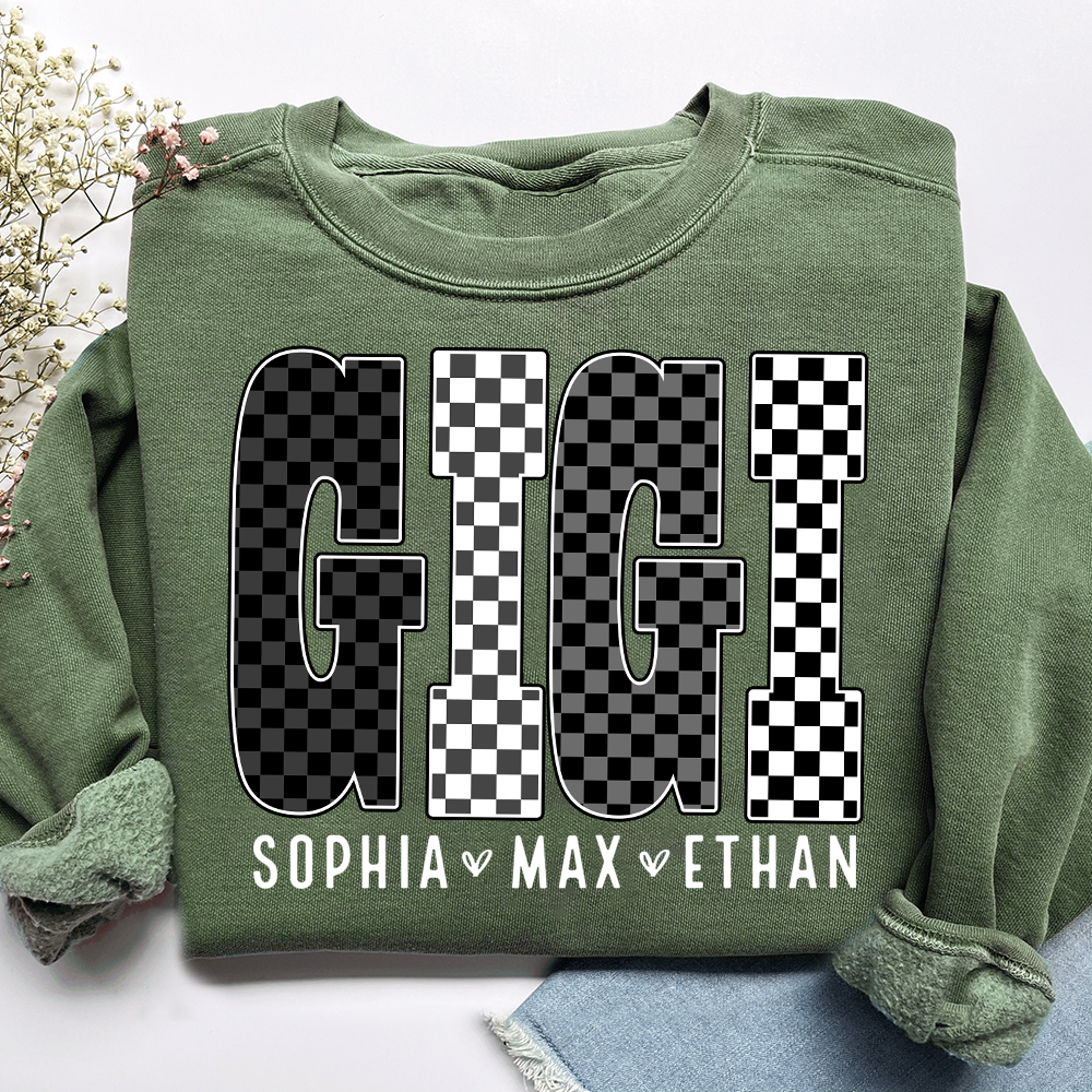 Black White Design, Custom Gift For Gigi And Her Grandchildren