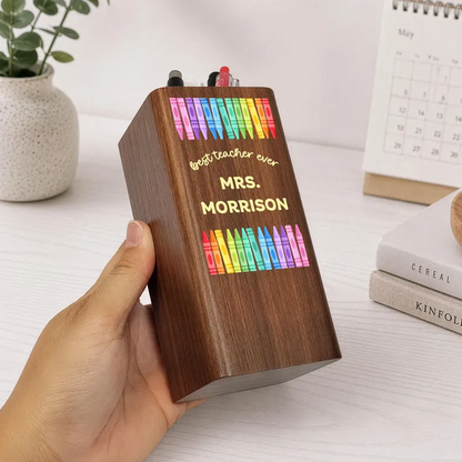 Personalized Teacher Pen Holder With Clock, Custom Desk Organizer Gift, Best Teacher Ever Appreciation Gift, Classroom Decor