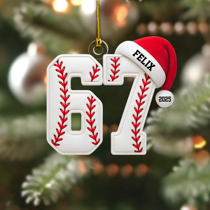 Custom Sports Ornament 2025 – Personalized Jersey Number Ornament with Name and Year, Gift for Athletes and Fans Ornament