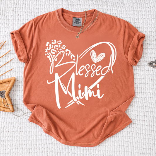 Comfort Colors® Blessed Mimi Shirt with Leopard Heart Design, Custom Grandma T-Shirt, Perfect Gift for Mimi