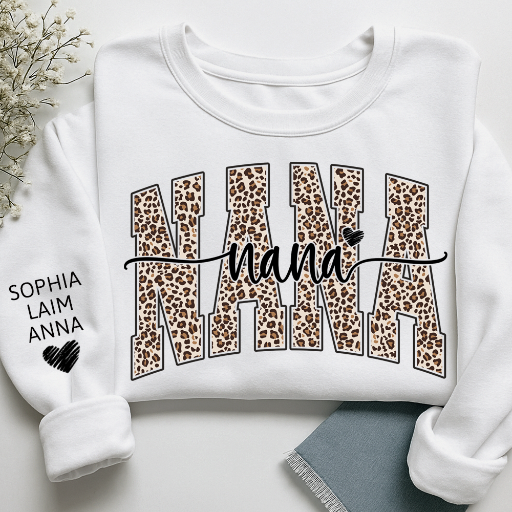 Retro Varsity Nana Leopard Print, For Gift Grandma And Kids