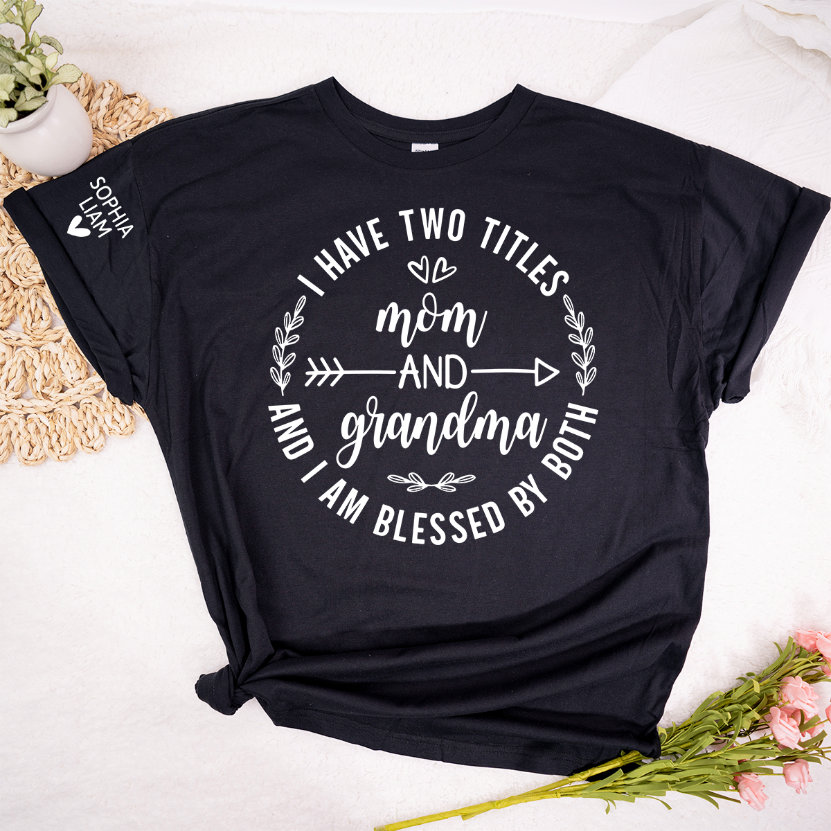 I Have Two Titles Mom And Grandma Shirt For Women, Blessed Mom Grandma T Shirt, Cute Family Gift From Kids Grandkids