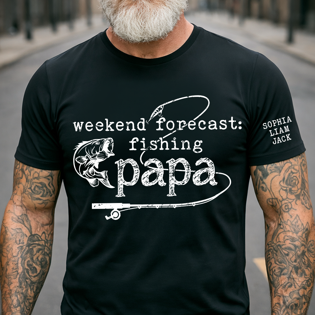 Weekend Forecast Fishing Papa Shirt Funny Fishing Tee Gift for Dad Grandpa